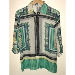 AUGUST SILK OPTIONS GEOMETRIC PATTERN BLOUSE
